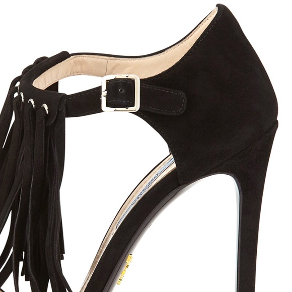 NIB Prada Suede Fringe Sandal/Heel - Picture 6 of 13